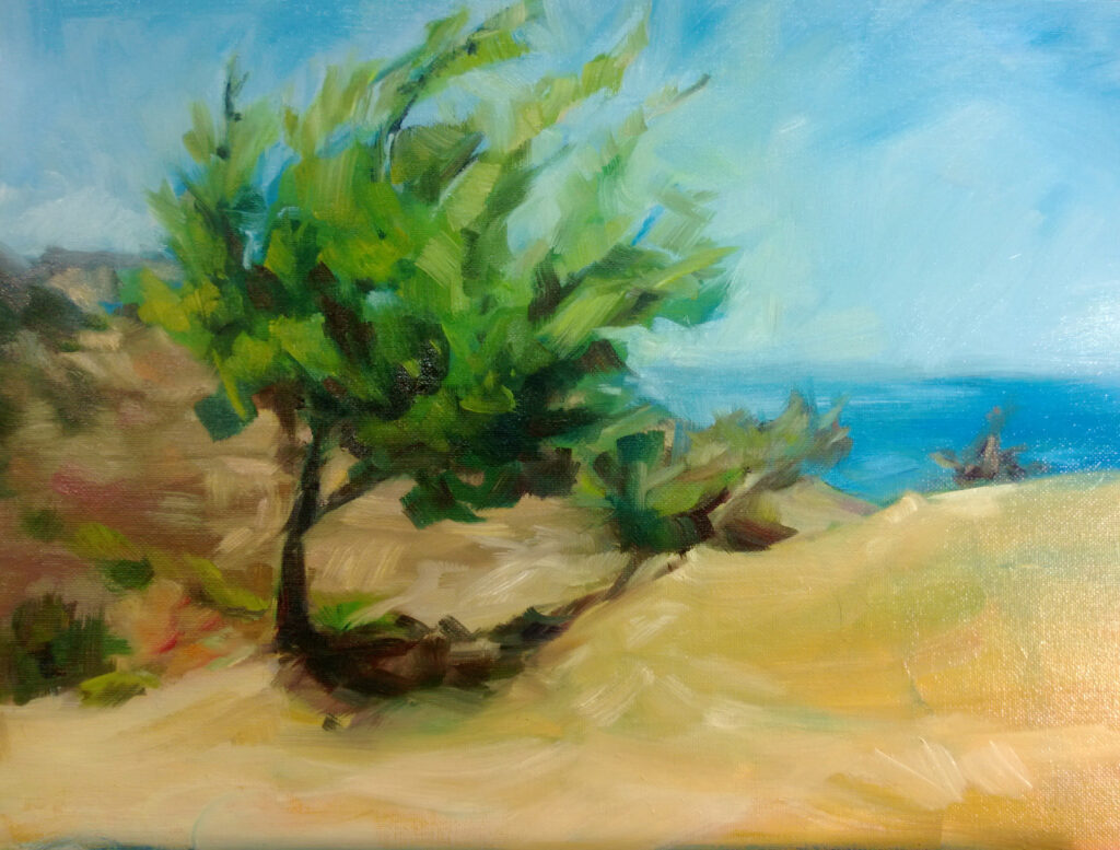 Painting of an olive tree on the Mediterranean Coast.