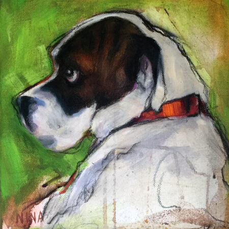 Painting of a boxer named Lola.