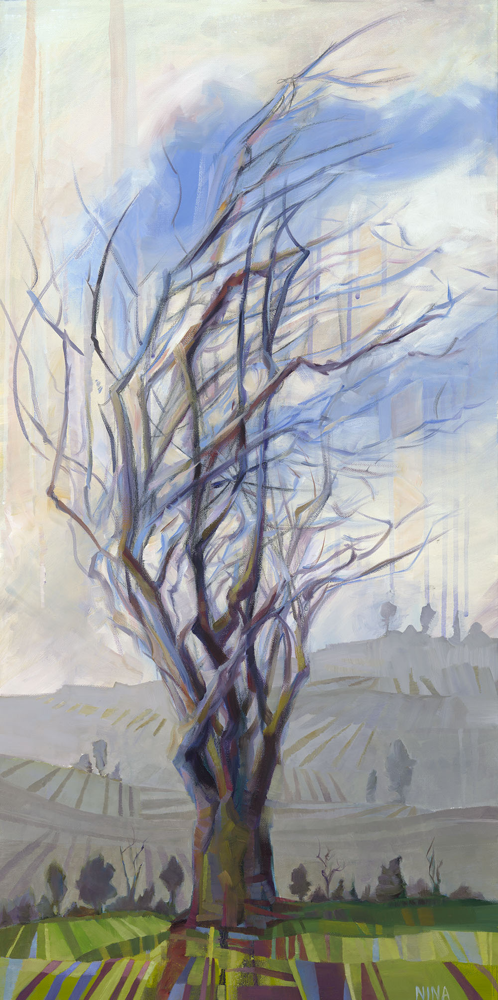 Painting of a large tree in Roslyn Washington.